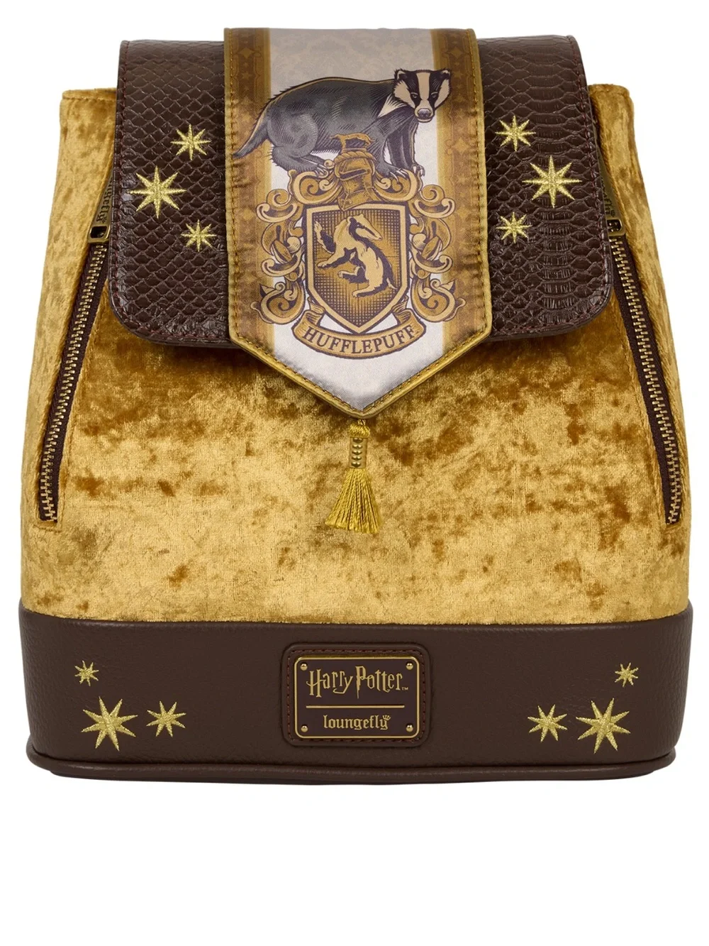 Loungefly Exclusive Harry Potter Hufflepuff Banner Velvet Mini Backpack